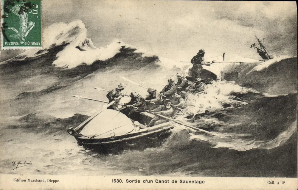 Saída de um Cano de Salvamento — 1630 — Edição Matchand, Dieppe - Frente