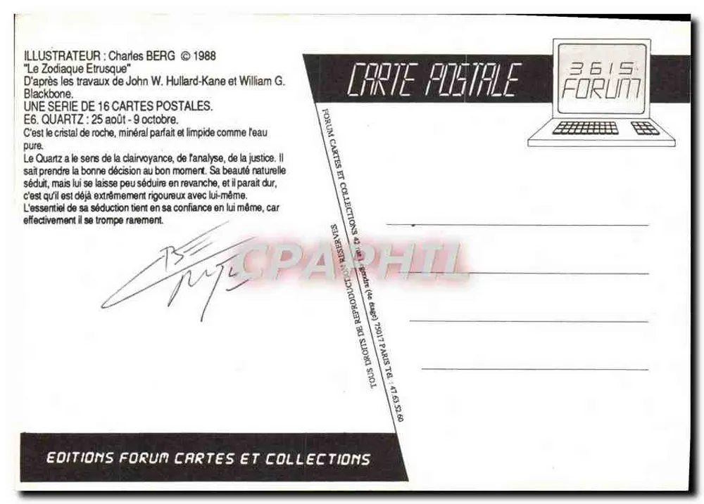 Quartz — Rigueur, Justice, Clairvoyance — Éditions Forum Cartes et Collections - Verso
