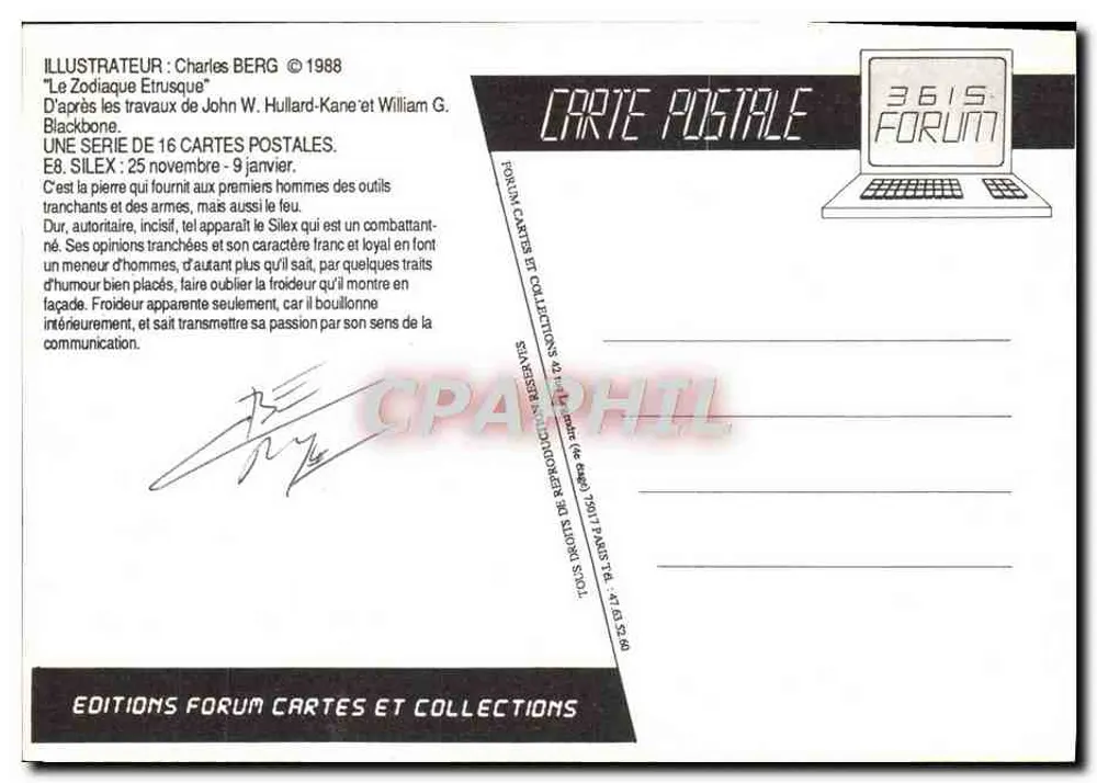 Silex — Zodiaque Etrusque — Éditions Forum Cartes et Collections - Verso