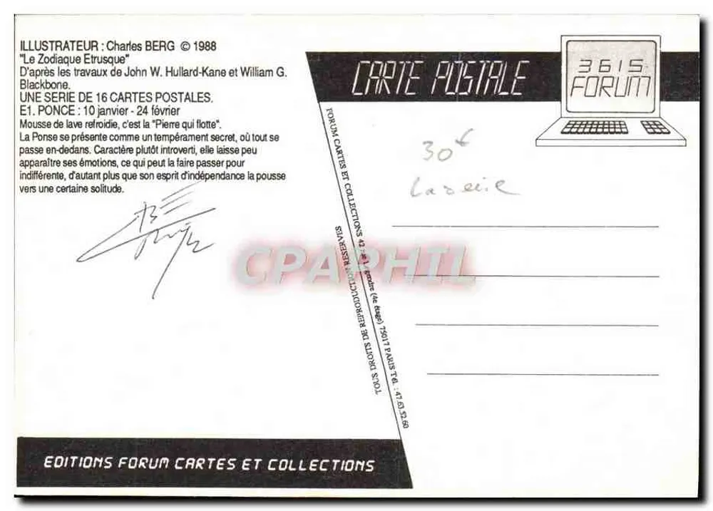 Ponce — Indépendance / Introversion — Éditions Forum Cartes et Collections - Verso