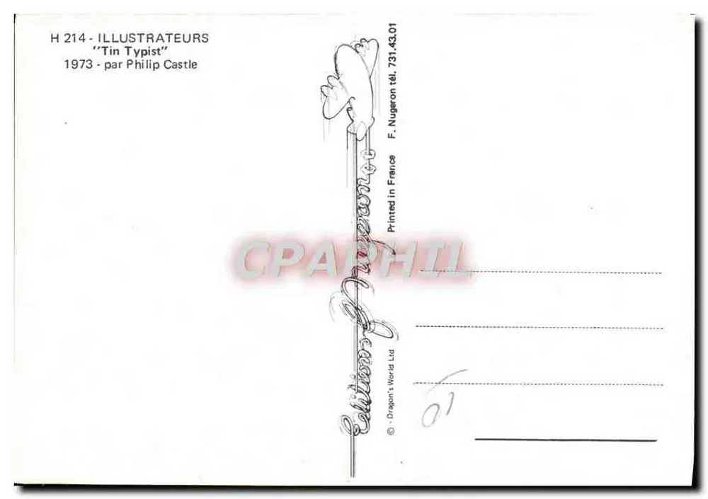 Mulher-typist — obra de Philip Castle — edição Dragon's World Ltd, 1973 - Verso