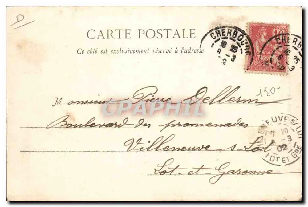 Submarino el "Goubet" — Cherbourg — A. Bougnit, editor-fotógrafo, Toulon-sur-Mer, n°526 - Reverso