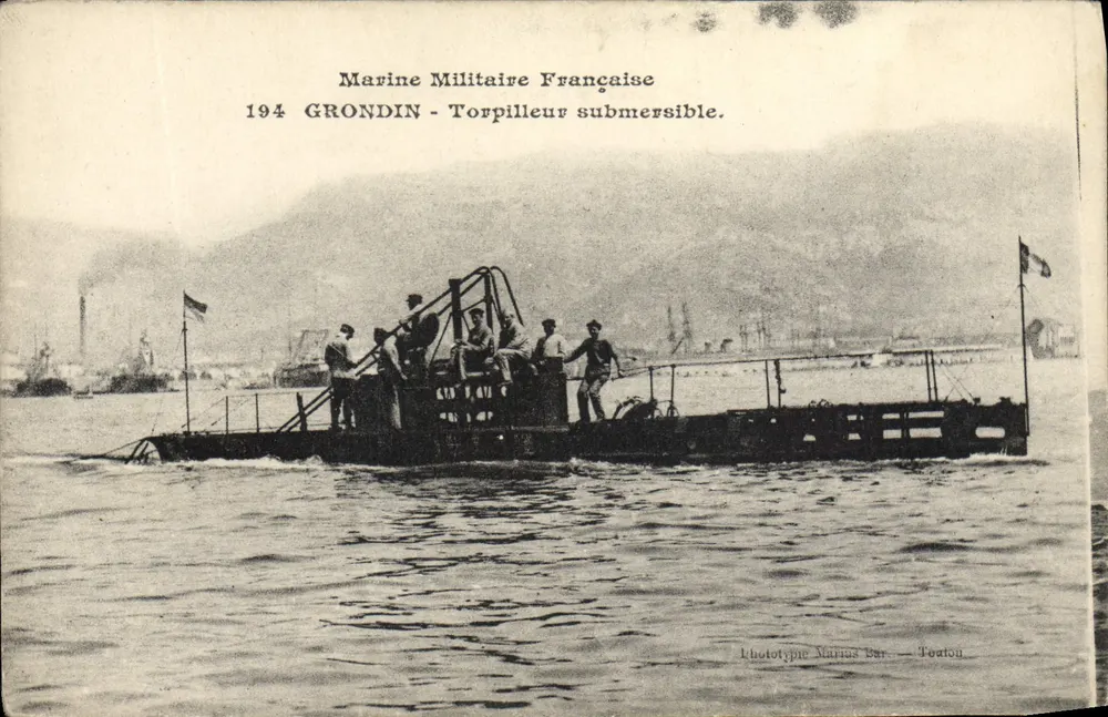 Marine Militaire Française — 194 GRONDIN - Torpilleur submersible — Phototype Marius Sar. — Toulon - Recto