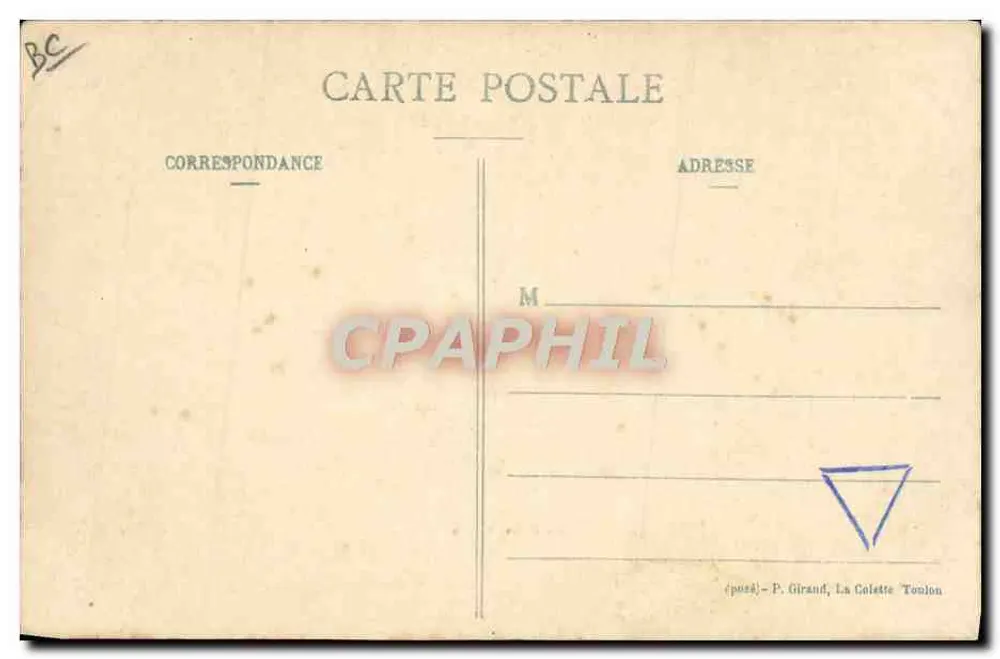 Um submarino — Marinha Francesa — P. Girand, La Calette, Toulon - Verso
