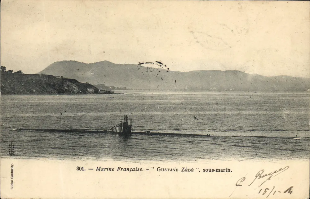 Marinha Francesa — "Gustave-Zédé", submarino — cliché Couturier n°301 - Frente