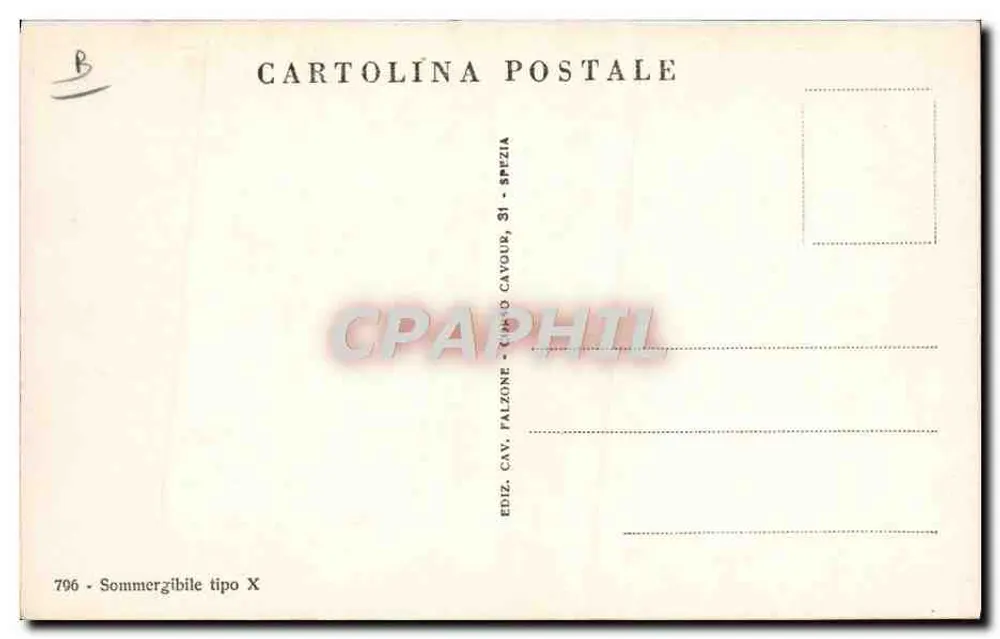 Submarino tipo X — Cavour — editor Falzone, Spezia - Verso