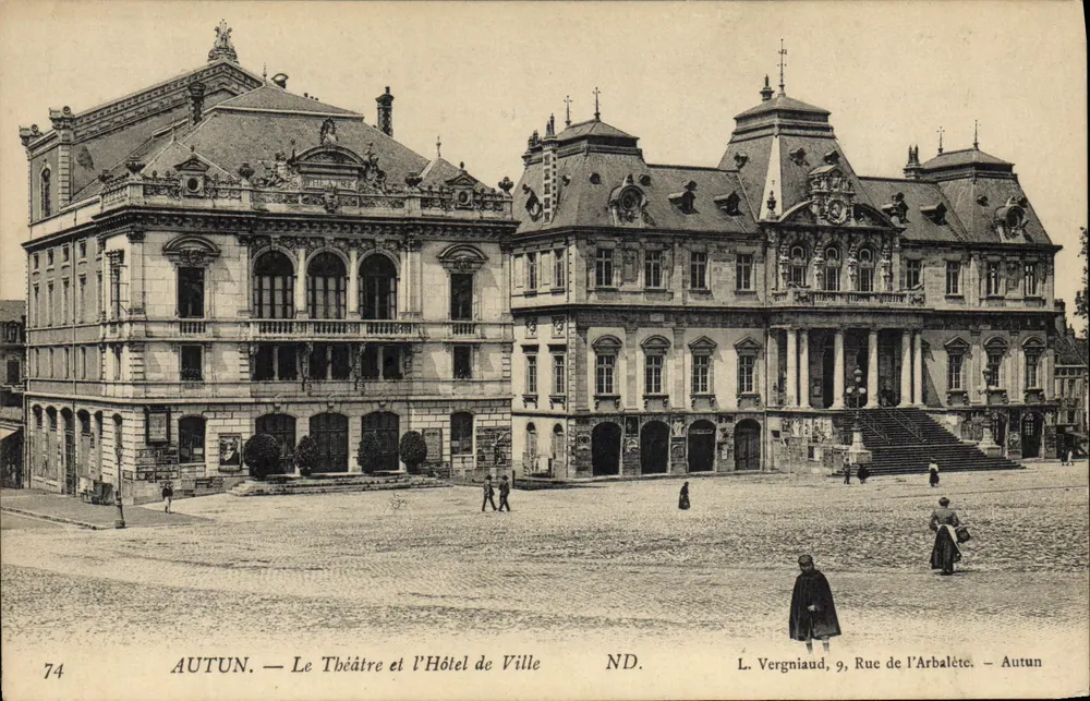 Autun — Das Theater und das Rathaus — L. Vergniaud, 9, Rue de l'Arbalète - Vorderseite