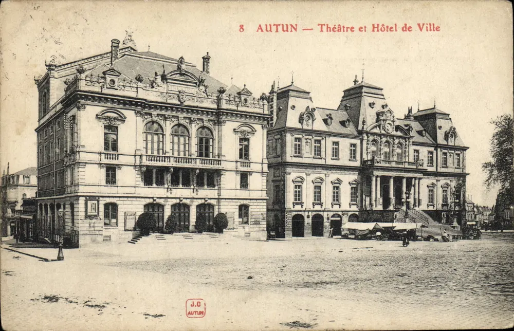 Autun — Théâtre et Hôtel de Ville — J.C. Autun - Recto