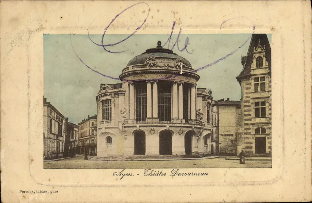 Agen - Teatro Ducourneau — editor Perroux, tabacs, gare - Frente