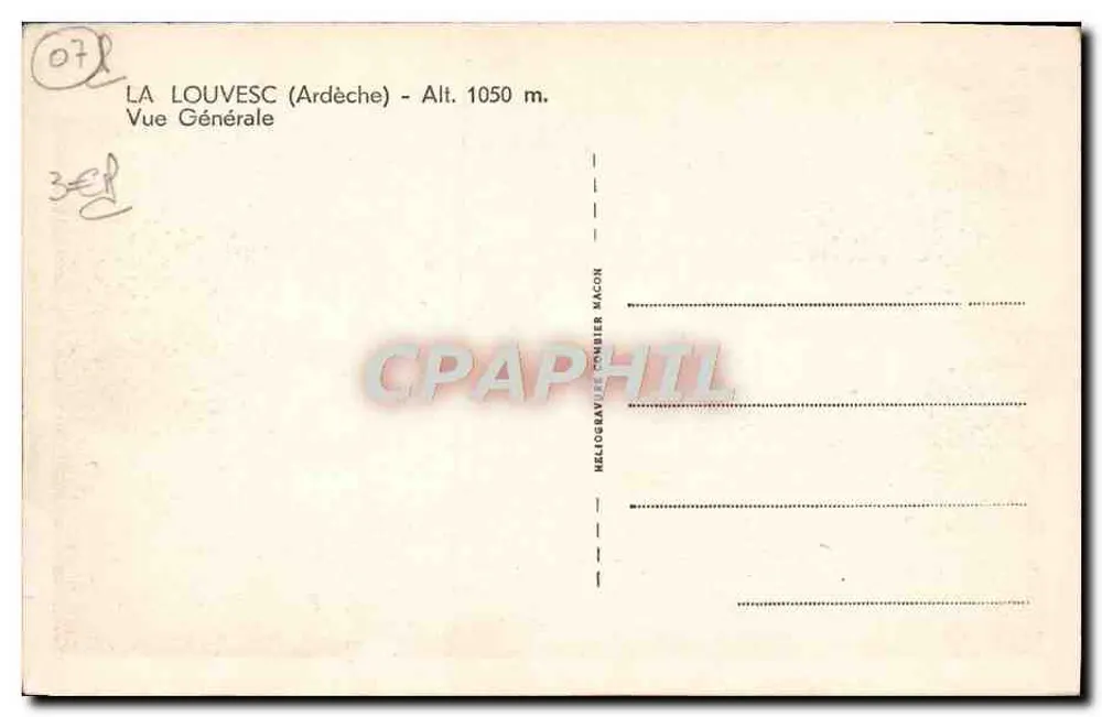 La Louvesc (Ardèche) — Vista Geral — Mellogravier & Conbier, Macon - Verso