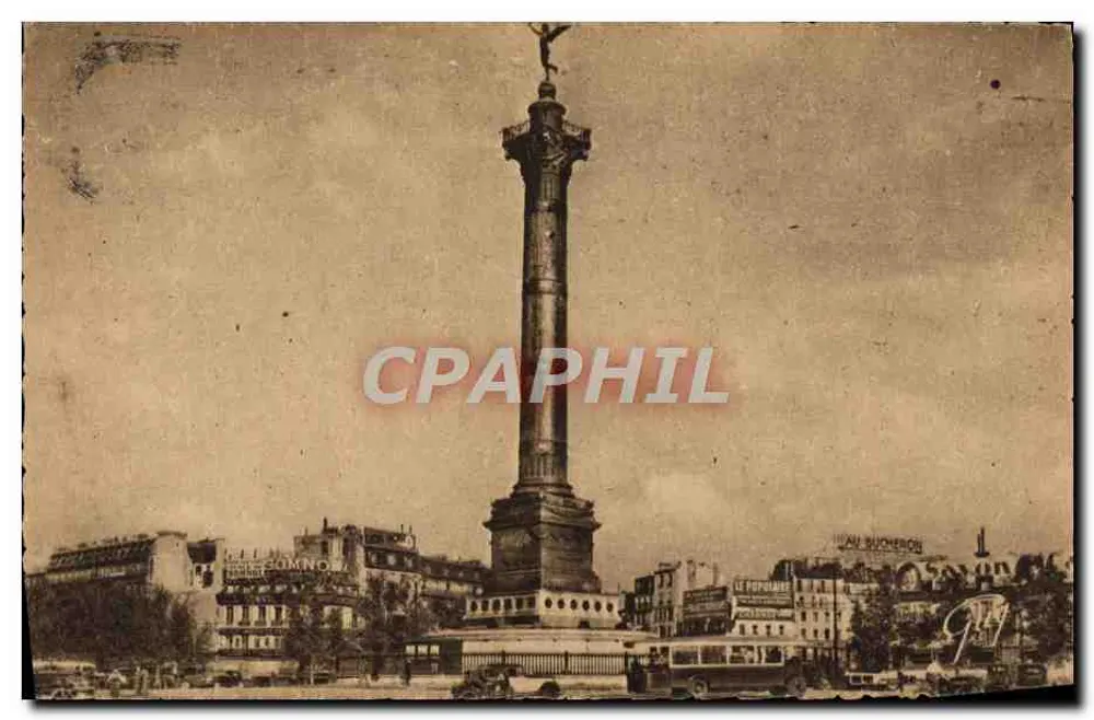 Place de la Bastille und Säule von Juli — Paris — Verlag André Leconte - Vorderseite