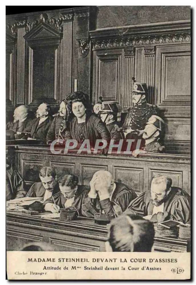 Madame Steinheil devant la Cour d'Assises — scène de procès avec juges et gardes, éditeur Cliché Branger - Vorderseite