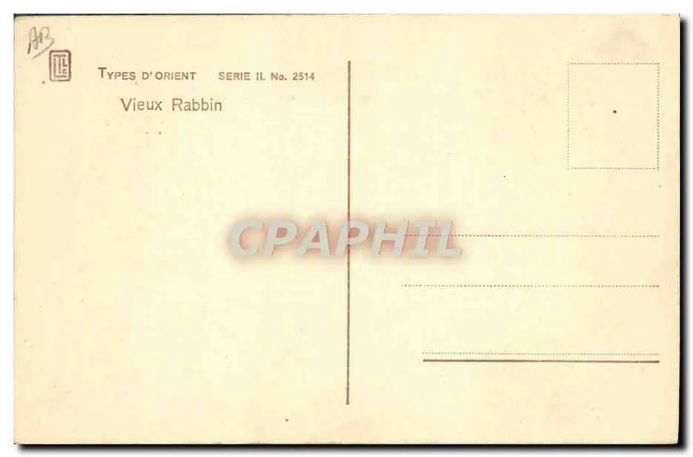 Alter Rabbi — Tunis — LEHNERT & LANDROCK, phot. TUNIS - Rückseite