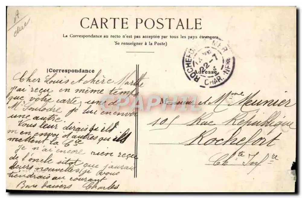 Lorient — Inauguration de la statue de Jules Simon — éditeur imprimeur non visible - Verso
