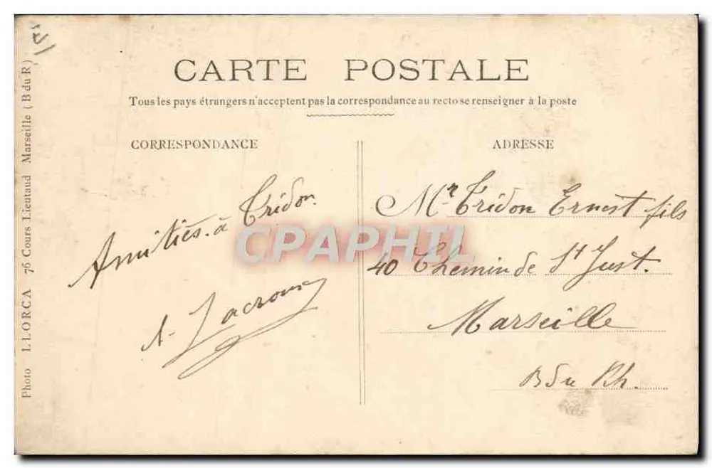Ciclista — estúdio fotográfico — L. Lorca (Béziers) - Verso