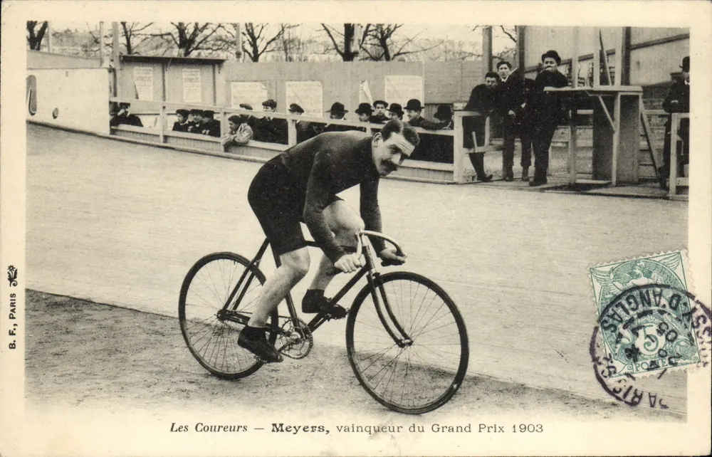 Die Rennfahrer — Meyers, Sieger des Grand Prix 1903 — B.F., Paris - Vorderseite
