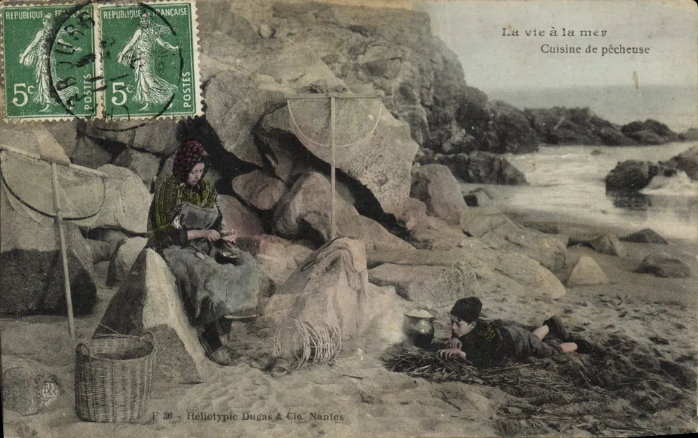 Das Leben am Meer — Küchenbereich der Fischerin — Héliotypie Dugas & Cie, Nantes - Vorderseite