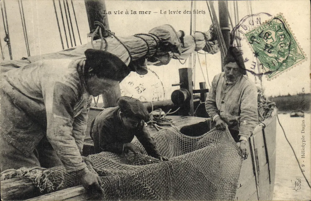 Das Leben am Meer — Das Auswerfen der Netze — Héliotypie Dugas & Cie, Nr. 9 - Vorderseite