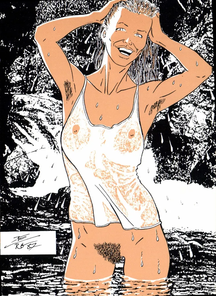 Mulher sob a chuva — desenho de Charles Berg — Cartes Postales et Collections, n° 117 - Frente