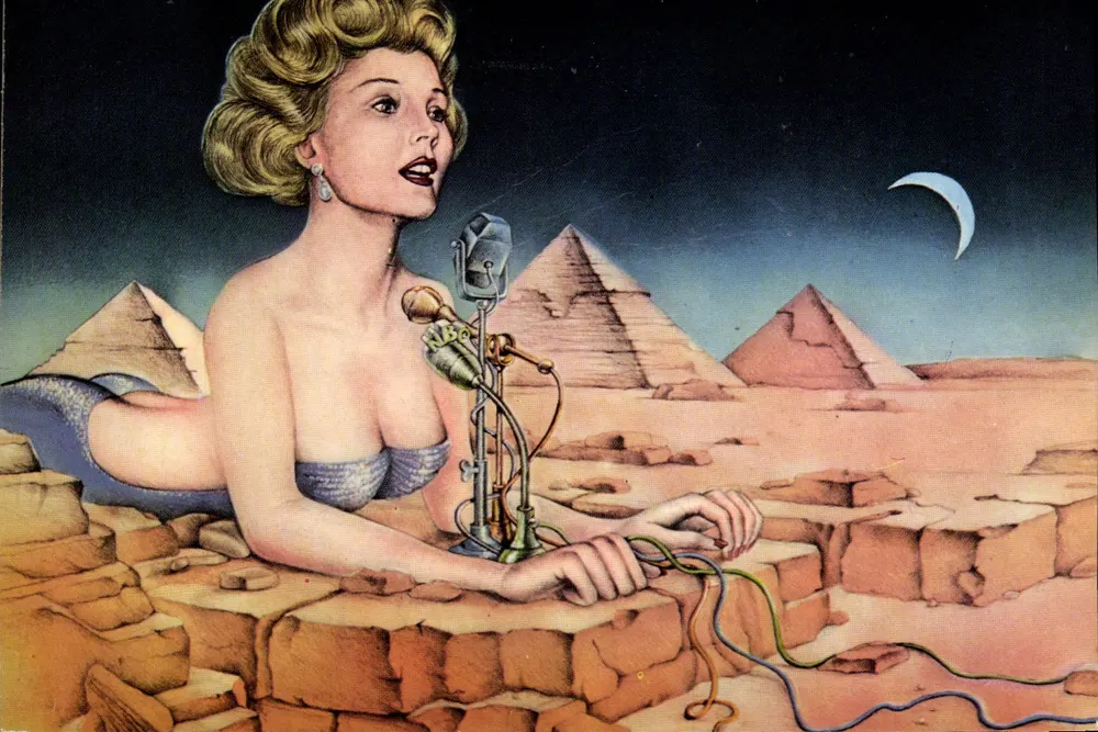 Sphynx — Sujet fantastique avec pyramides — par J. Lagarrigue - Recto
