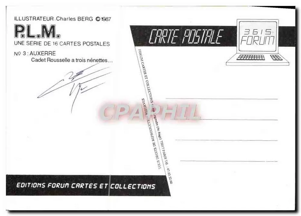 Auxerre — Cadet Rousselle und drei Nénettes — Editions Forum Cartes et Collections, n°3 - Rückseite