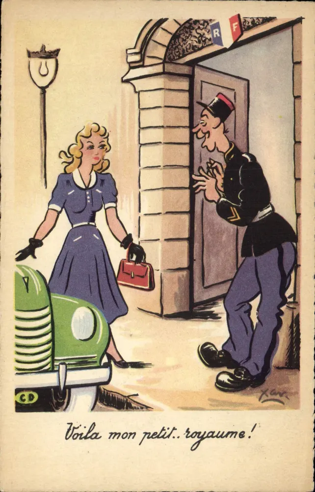 Frau und Soldat — humoristische Szene — Verlag CD, Nr. 554/6 - Vorderseite