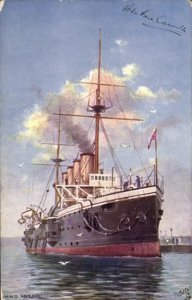 H.M.S. 'ABOUKIR' — pancernik brytyjski — Tuck's Post Card, seria II - Awers