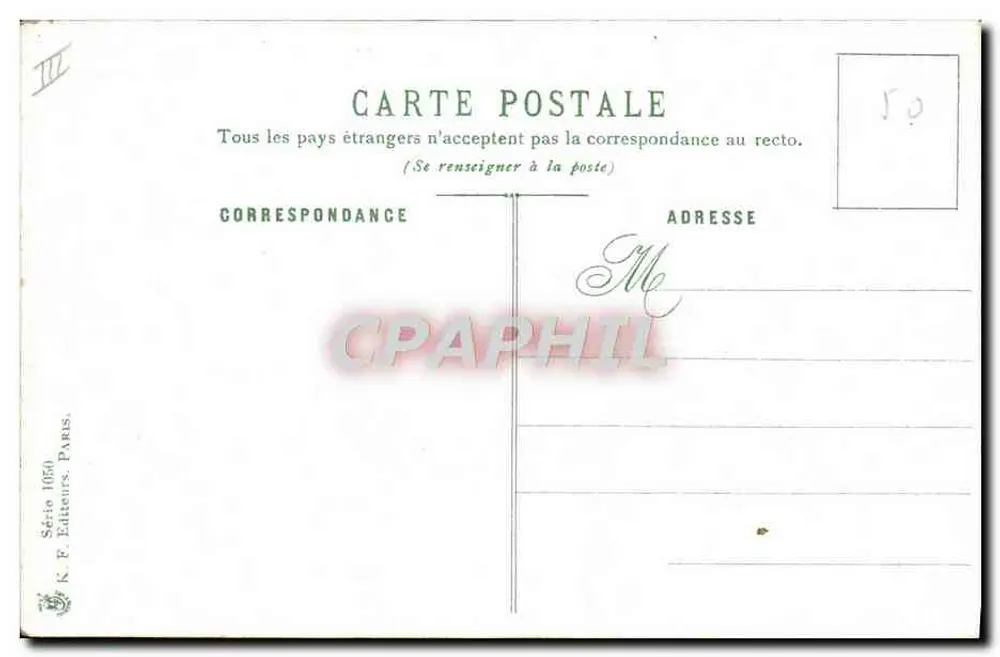 Brennus, encouraçado de esquadra — 11.400 toneladas, 13.600 cavalos, velocidade 17 nós — editor K. F. Editeurs, Paris, série 1650 - Verso