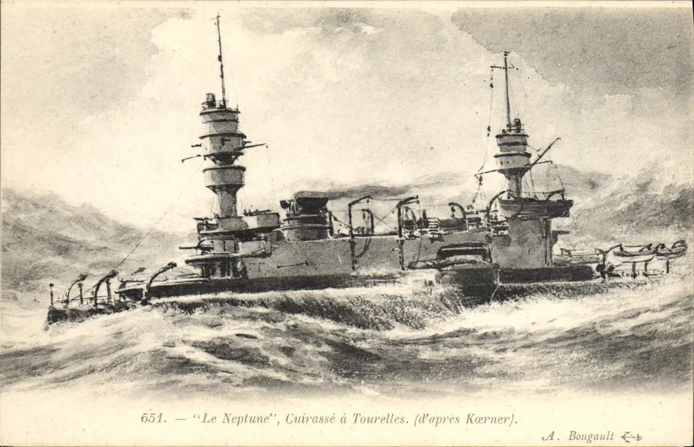 Le Neptune — Cuirassé à Tourelles — A. Bougault n°551 - Recto