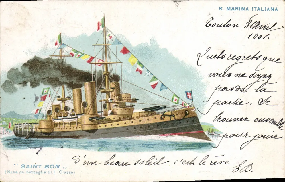 Italienisches Kriegsschiff 'Saint Bon' — Schlachtklasse — R. Marina Italiana - Vorderseite