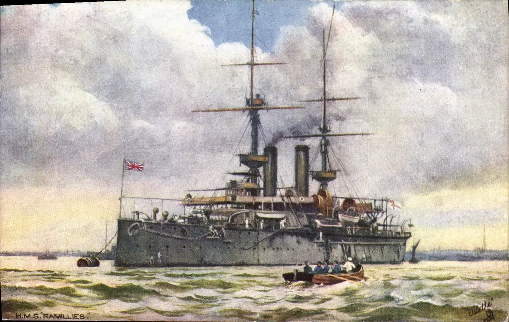 H.M.S. Ramillies — croqui naval — Tuck & Son, série 8078 - Frente
