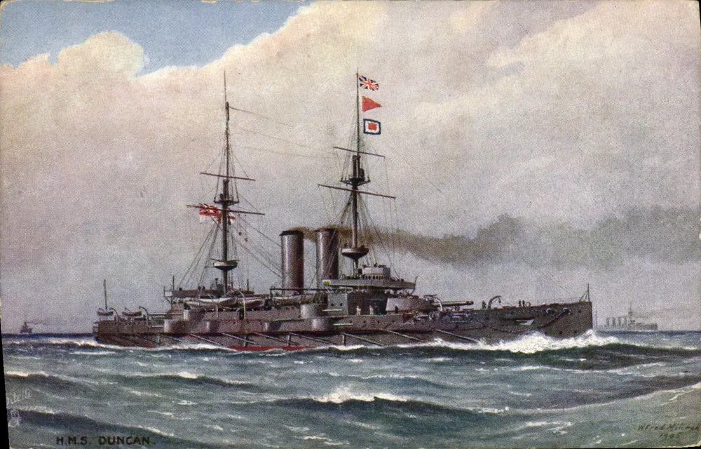 H.M.S. DUNCAN — Navio de guerra britânico — Tuck's Post Card, série V - Frente
