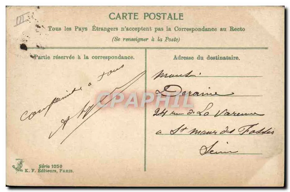 Cruiser Corsaire Guichen — 8300 toneladas, 24000 cavalos, Velocidade 23 nós — Editor K.F. Éditeurs, Paris, Série 1050 - Verso