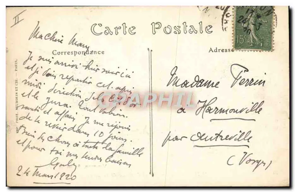 Autun — Ansicht des Theaters und der Avenue de la Gare — Vergniaud, 9, rue de l'Arbalète - Rückseite