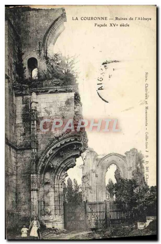 A Coroa — Ruínas da Abadia — Facha XVe século — Silea, Castelos e Monumentos — Coleção J S D 307 (Capela) - Frente