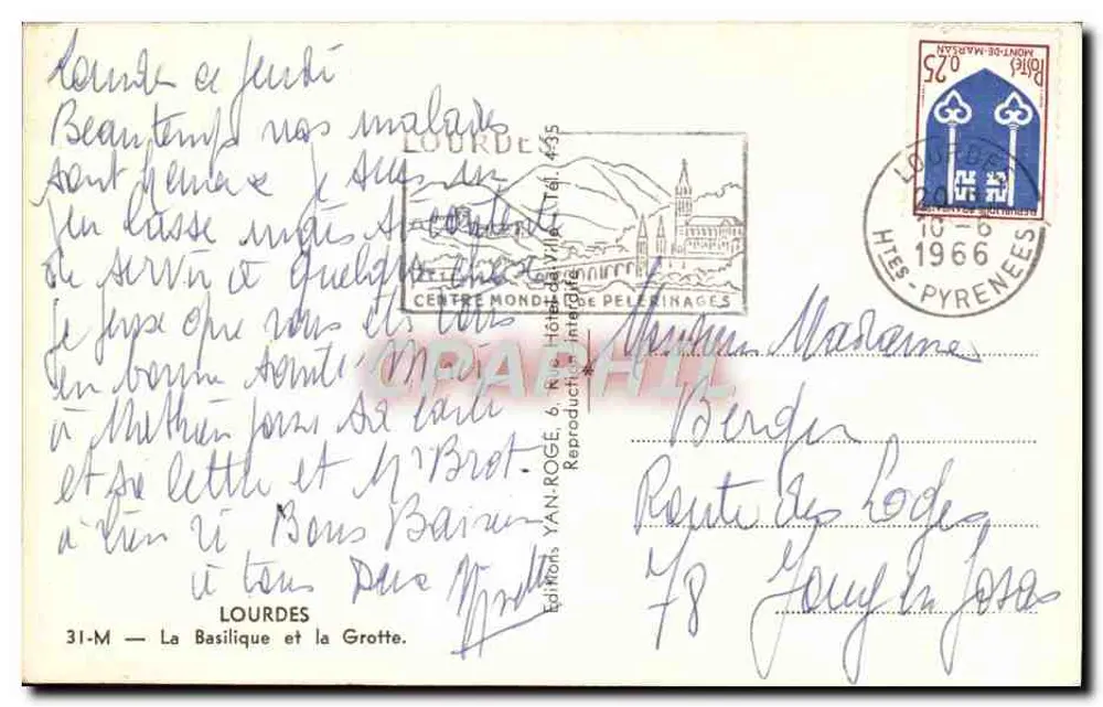 Lourdes — A Basílica e a Gruta — Éditions Yan-Rogé - Verso