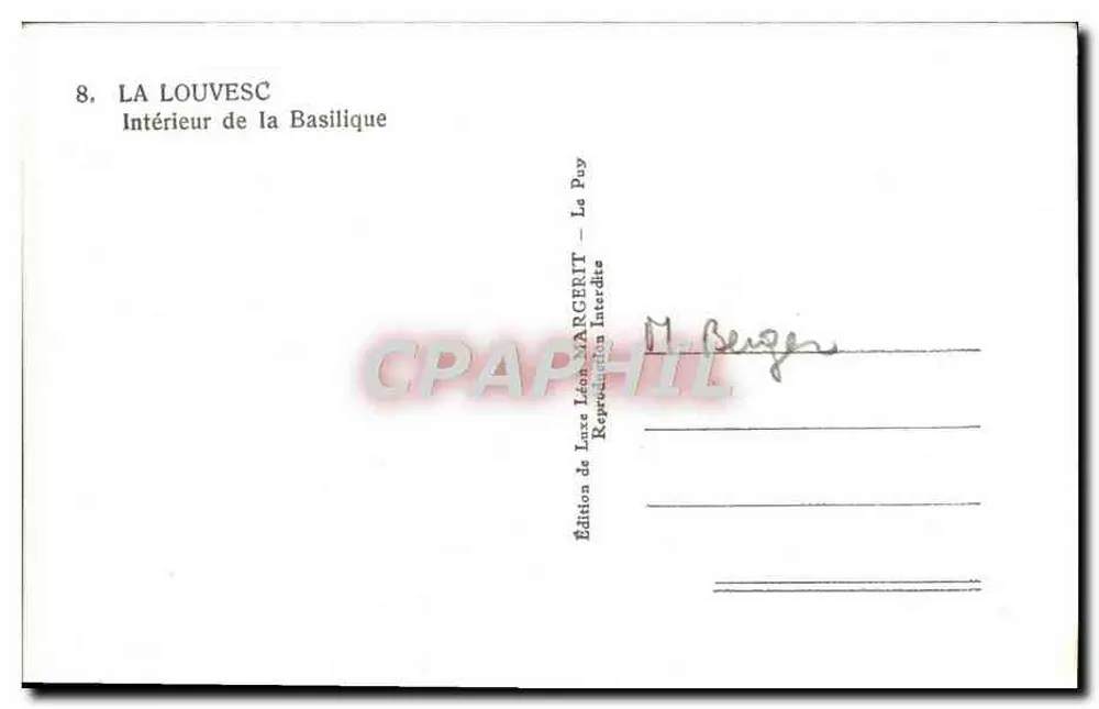 La Louvesc — Interior da Basílica — Edição Léon MARGERIT - Verso