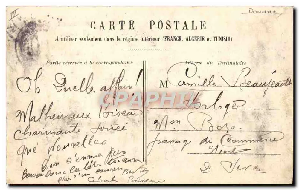 Bordeaux — A Alfândega — editor não visível, número de série ilegível - Verso