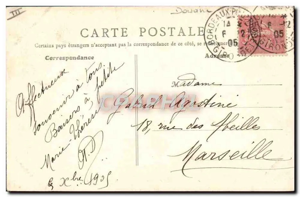 Bordeaux - La Douane et les Quais sud — Nouvelles Galeries, Bordeaux, n°23 - Rückseite