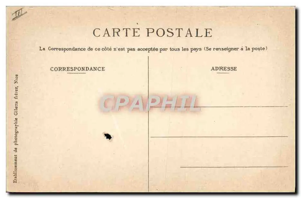 Karneval von Nice 1909 — Feuerwehrwagen — Gefertigt von Sidro und Lunghi. - Rückseite