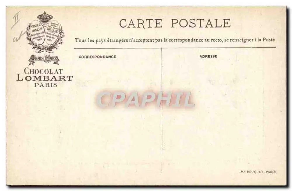 Der Boulevard de Bercy — Überschwemmungen — Chocolat Lombart, Paris, 1910 - Rückseite