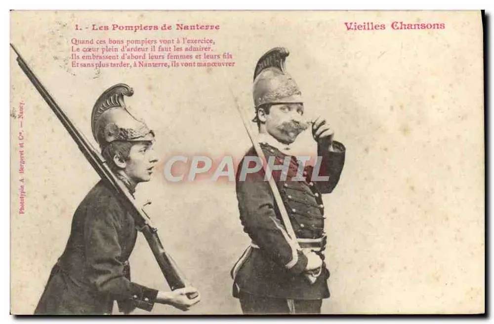 Feuerwehrmänner von Nanterre — Alte Lieder — Phototypie A. Bergeret & Cie, Nancy - Vorderseite