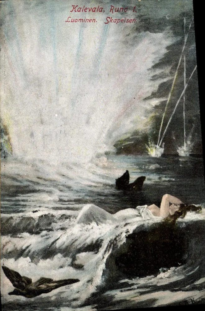 Kalevala, Rune 1. — Illustration von Luominen. Schöpfung. — Imp. Axel Eliassons Konstförlag Stockholm - Vorderseite