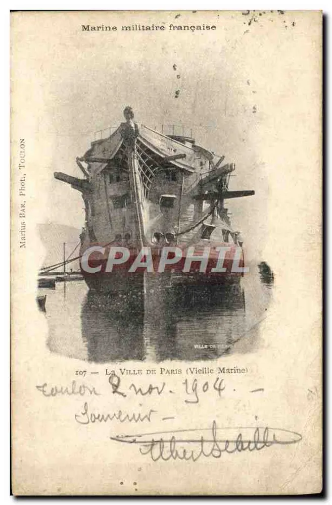 Die Stadt Paris (Alte Marine) — Boot der französischen Marine — Verlag Marius Bar, Toulon - Vorderseite