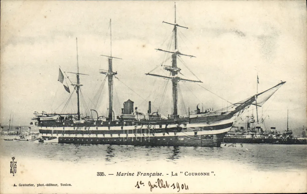 Die "Couronne" — Fregatte der französischen Marine — A. Couturier, Fotograf-Verleger, Toulon, Nr. 335 - Vorderseite