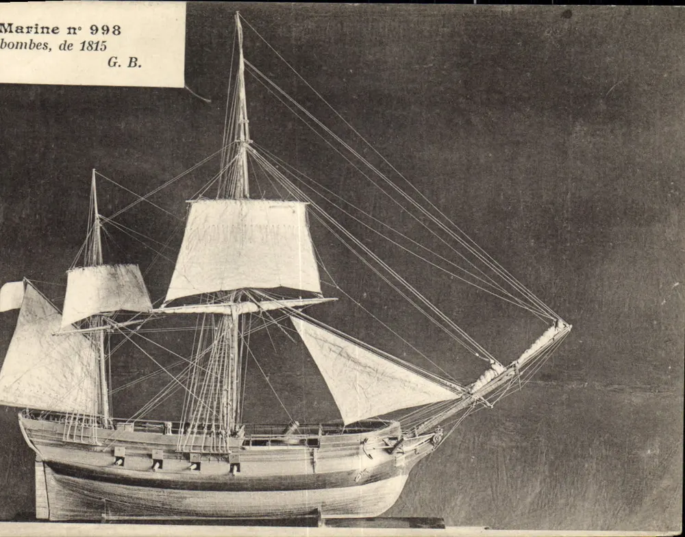 Kriegsschiff — Antike Ansichtskarte Antike Ansichtskarte n° 998, bombe, von 1815 — G. B. - Vorderseite