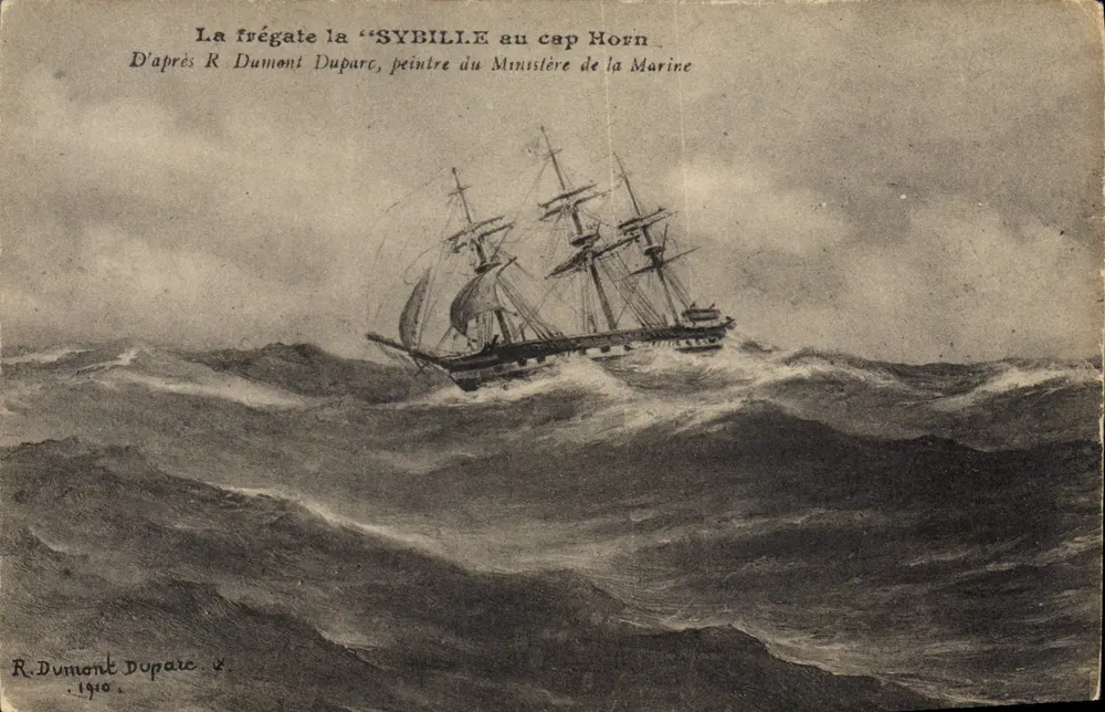 Die Fregatte die "SYBILLE" am Kap Horn — Nach R. Dumont Duparc, Maler des Ministeriums für Marine — Ausgabe R. Dumont Duparc, 1910 - Vorderseite