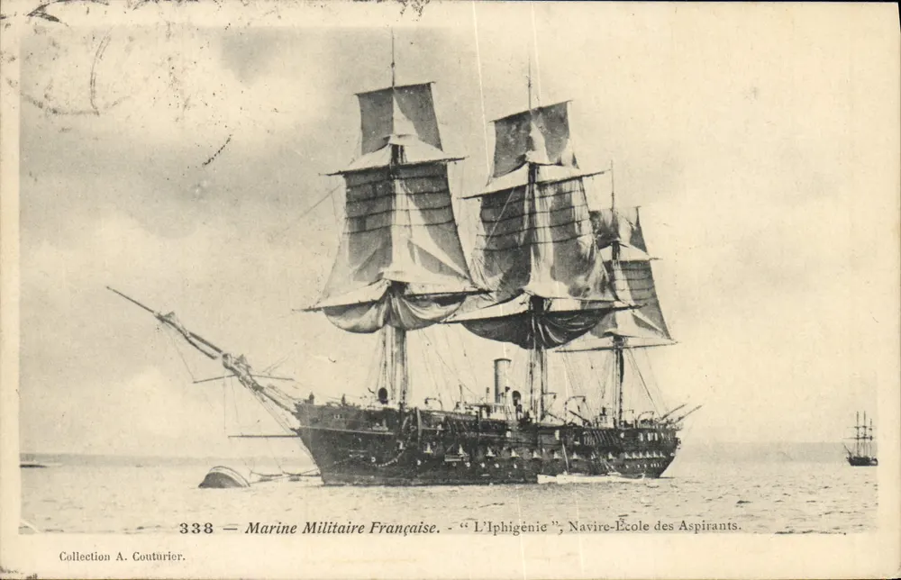 L'Iphigénie — Navio-Escola dos Aspirantes — Marinha Militar Francesa — Coleção A. Couturier, n° 338 - Frente