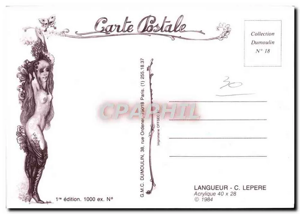 Nackte Frau mit Schmuck — Art Nouveau-Stil — Langueur & Lepere, Sammlung Dumoulin N°18 - Rückseite
