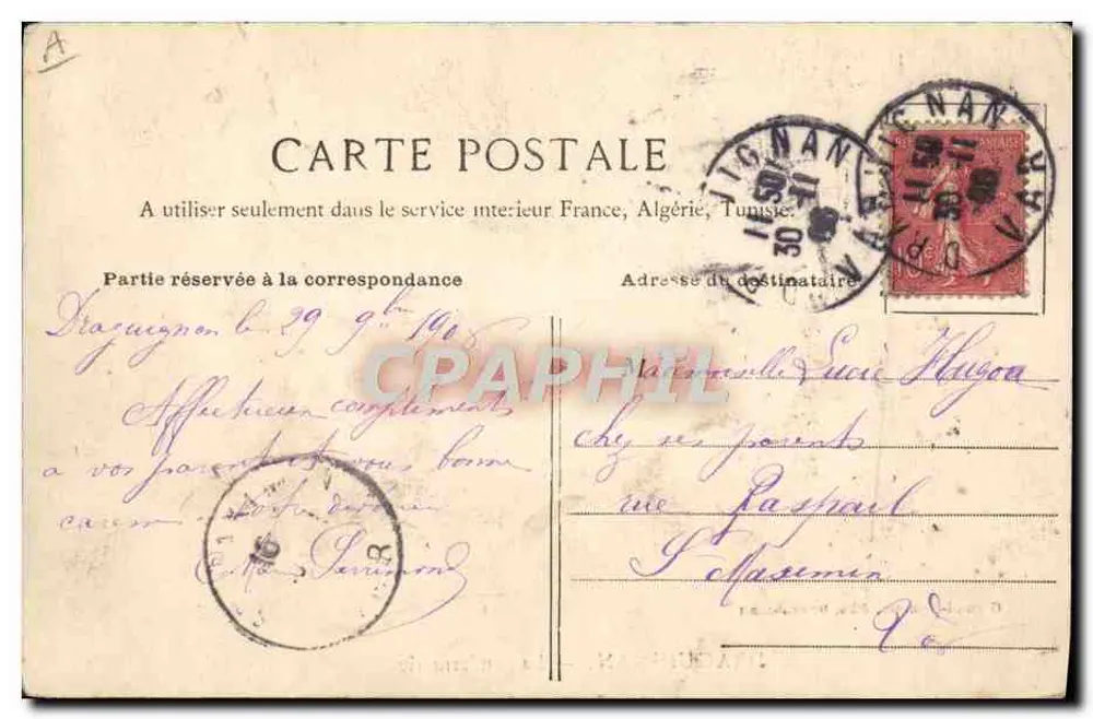 Draguignan — A gendarmeria — Giraud-Mamert, edição Draguiguan - Verso